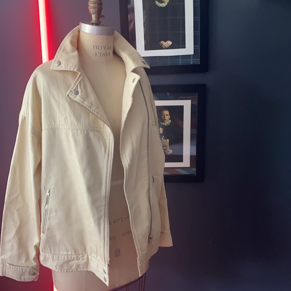 BDG cotton twill slouchy oversized moto jacket - M